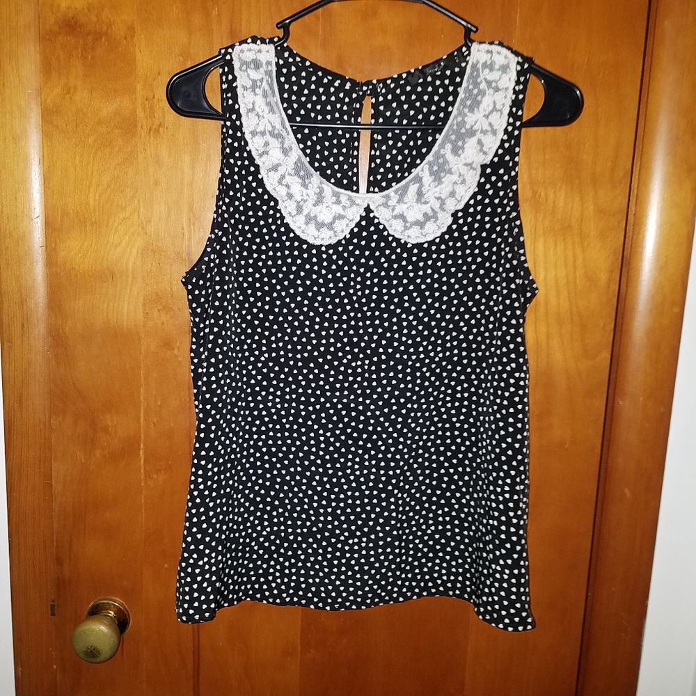 Papaya Black and White Heart Collared Tank